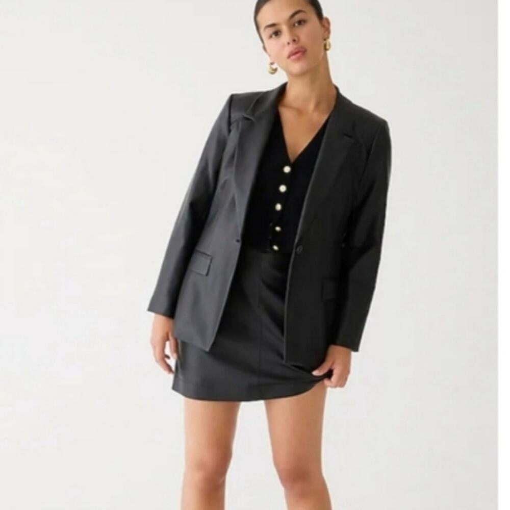 J. Crew Willa Faux Leather Blazer Black 6 NWT BT529 Sustainable EcoVero Viscose